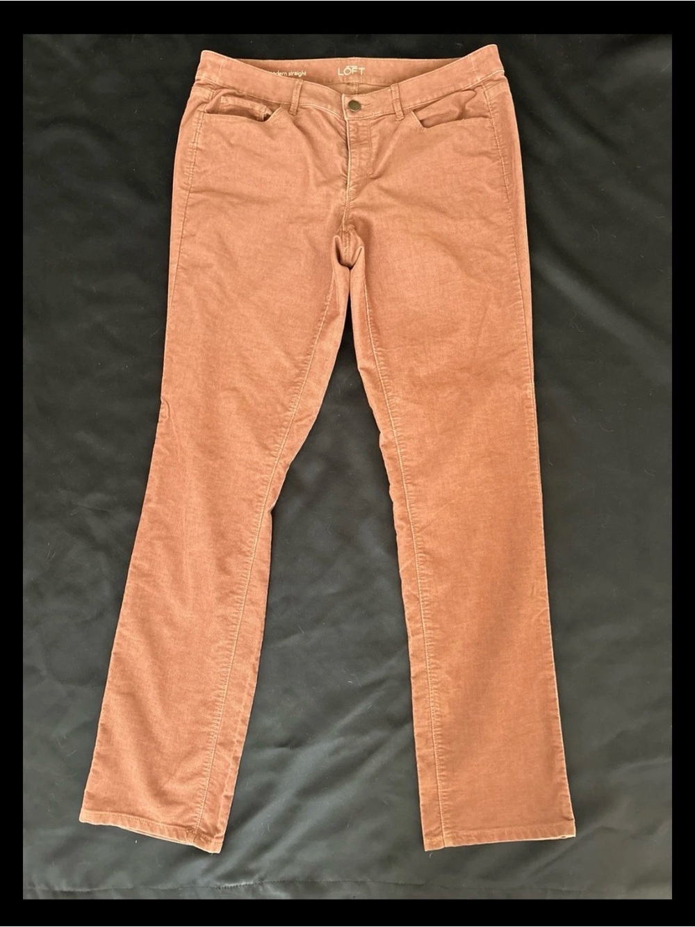 Ann Taylor Loft Rust Brown Corduroy  woman Sz 31/12 T Modern Straight Pants